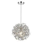 Mingle 1-Light Polished Chrome Pendant With Faceted Chrome Aluminum Wire Shade - Homeroots