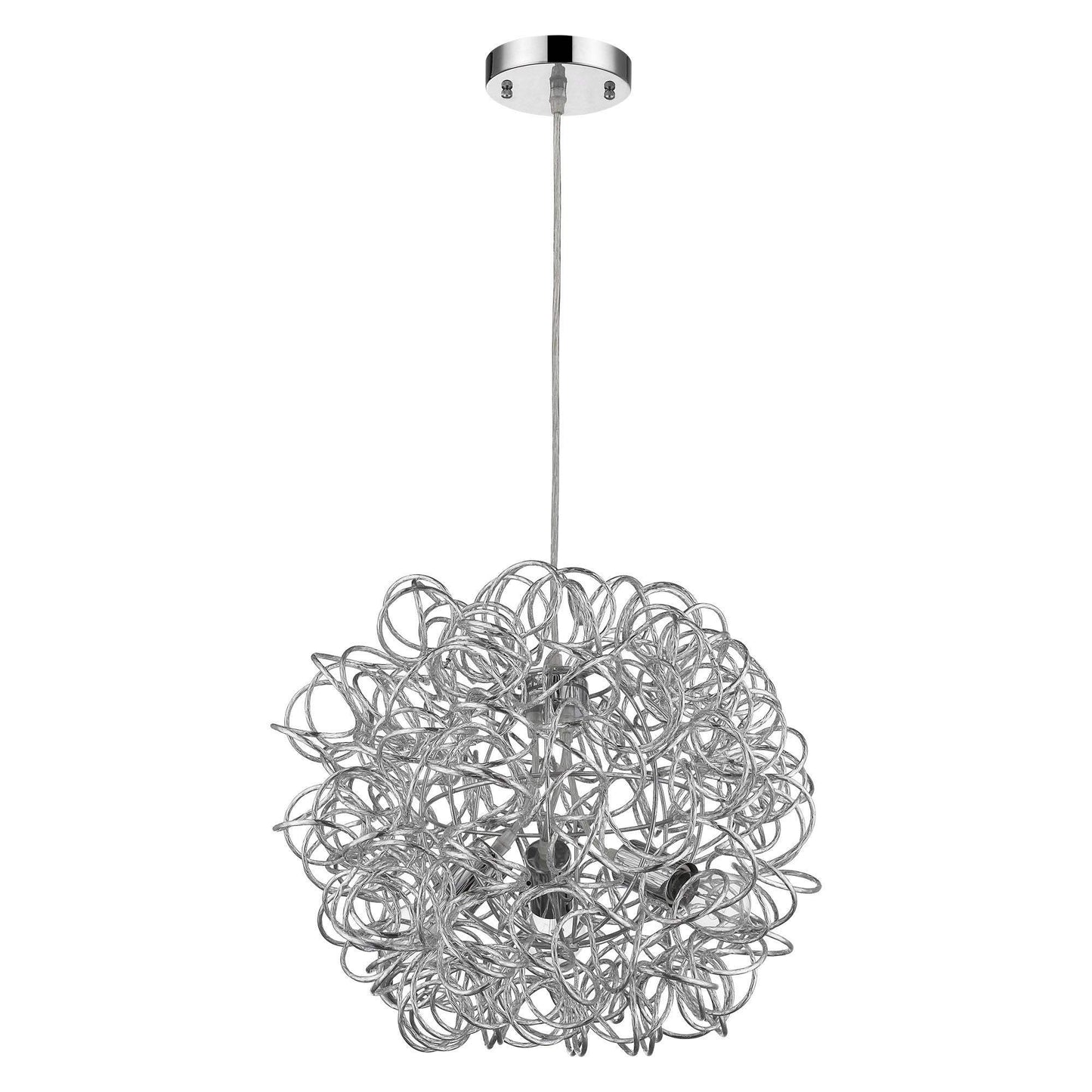 Mingle 3-Light Polished Chrome Pendant With Faceted Chrome Aluminum Wire Shade - Homeroots - Flyclothing LLC