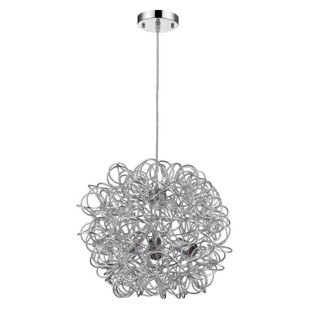Mingle 3-Light Polished Chrome Pendant With Faceted Chrome Aluminum Wire Shade - Homeroots