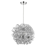 Mingle 3-Light Polished Chrome Pendant With Faceted Chrome Aluminum Wire Shade - Homeroots