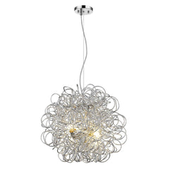 Mingle 4-Light Polished Chrome Pendant With Faceted Chrome Aluminum Wire Shade - Homeroots