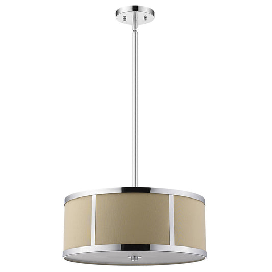 Butler 2-Light Polished Chrome Pendant With Coarse Cream Linen Shade And Opal Acrylic Diffuser - Homeroots