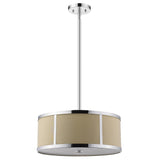 Butler 2-Light Polished Chrome Pendant With Coarse Cream Linen Shade And Opal Acrylic Diffuser - Homeroots