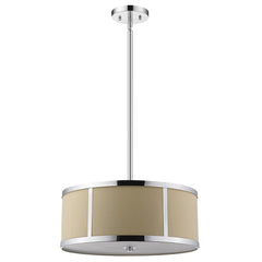 Butler 2-Light Polished Chrome Pendant With Coarse Cream Linen Shade And Opal Acrylic Diffuser - Homeroots