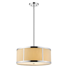 Butler 2-Light Polished Chrome Pendant With Coarse Cream Linen Shade And Opal Acrylic Diffuser - Homeroots