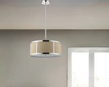 Butler 2-Light Polished Chrome Pendant With Coarse Cream Linen Shade And Opal Acrylic Diffuser - Homeroots