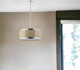 Butler 3-Light Polished Chrome Pendant With Coarse Cream Linen Shade And Opal Acrylic Diffuser - Homeroots