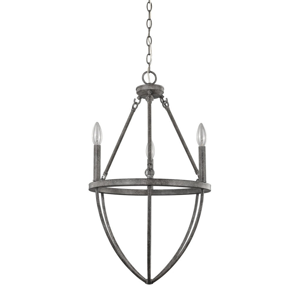 Ash Gray Candle Style Three Light Metal Dimmable Chandelier - Homeroots