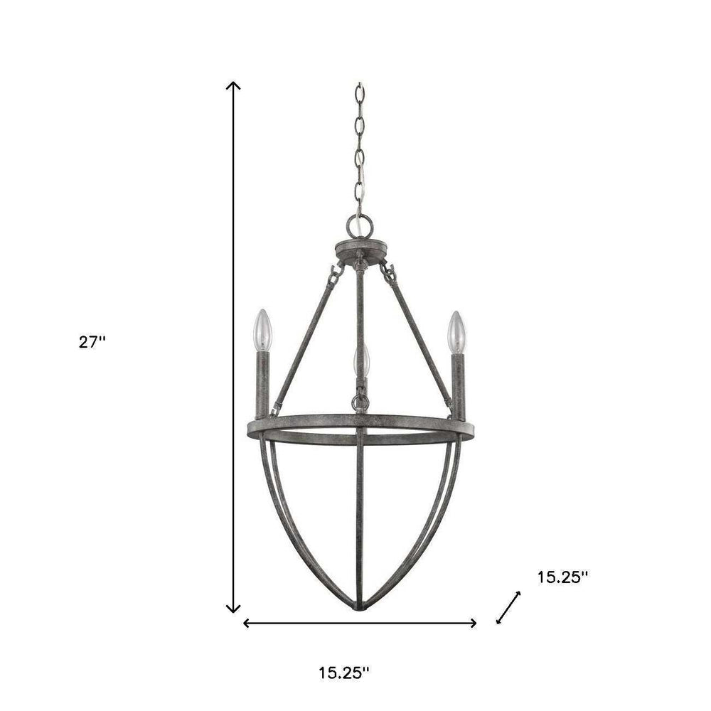Ash Gray Candle Style Three Light Metal Dimmable Chandelier - Homeroots - Flyclothing LLC