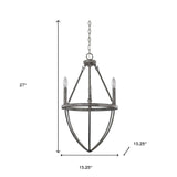 Ash Gray Candle Style Three Light Metal Dimmable Chandelier - Homeroots - Flyclothing LLC