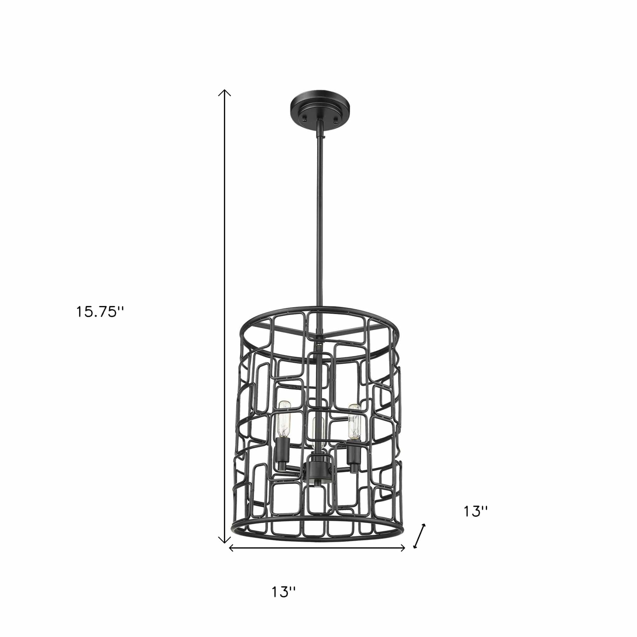 Amoret 3-Light Matte Black Convertible Pendant - Homeroots