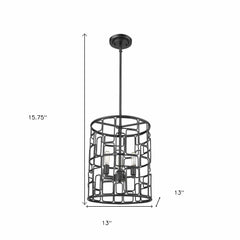 Amoret 3-Light Matte Black Convertible Pendant - Homeroots