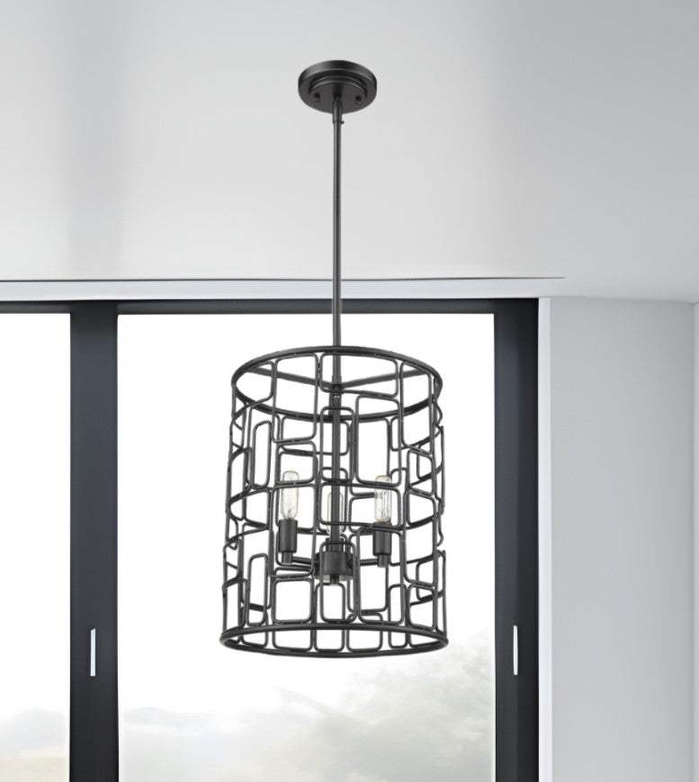 Amoret 3-Light Matte Black Convertible Pendant - Homeroots - Flyclothing LLC