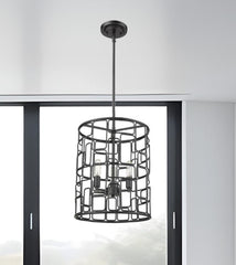 Amoret 3-Light Matte Black Convertible Pendant - Homeroots
