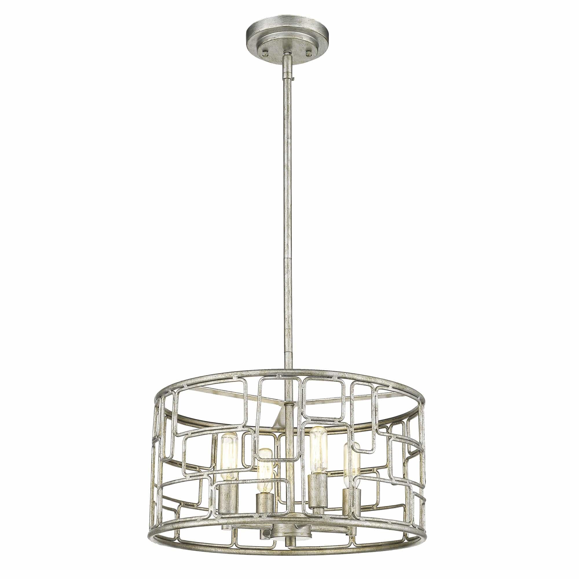 Amoret 4-Light Antique Silver Convertible Pendant - Homeroots