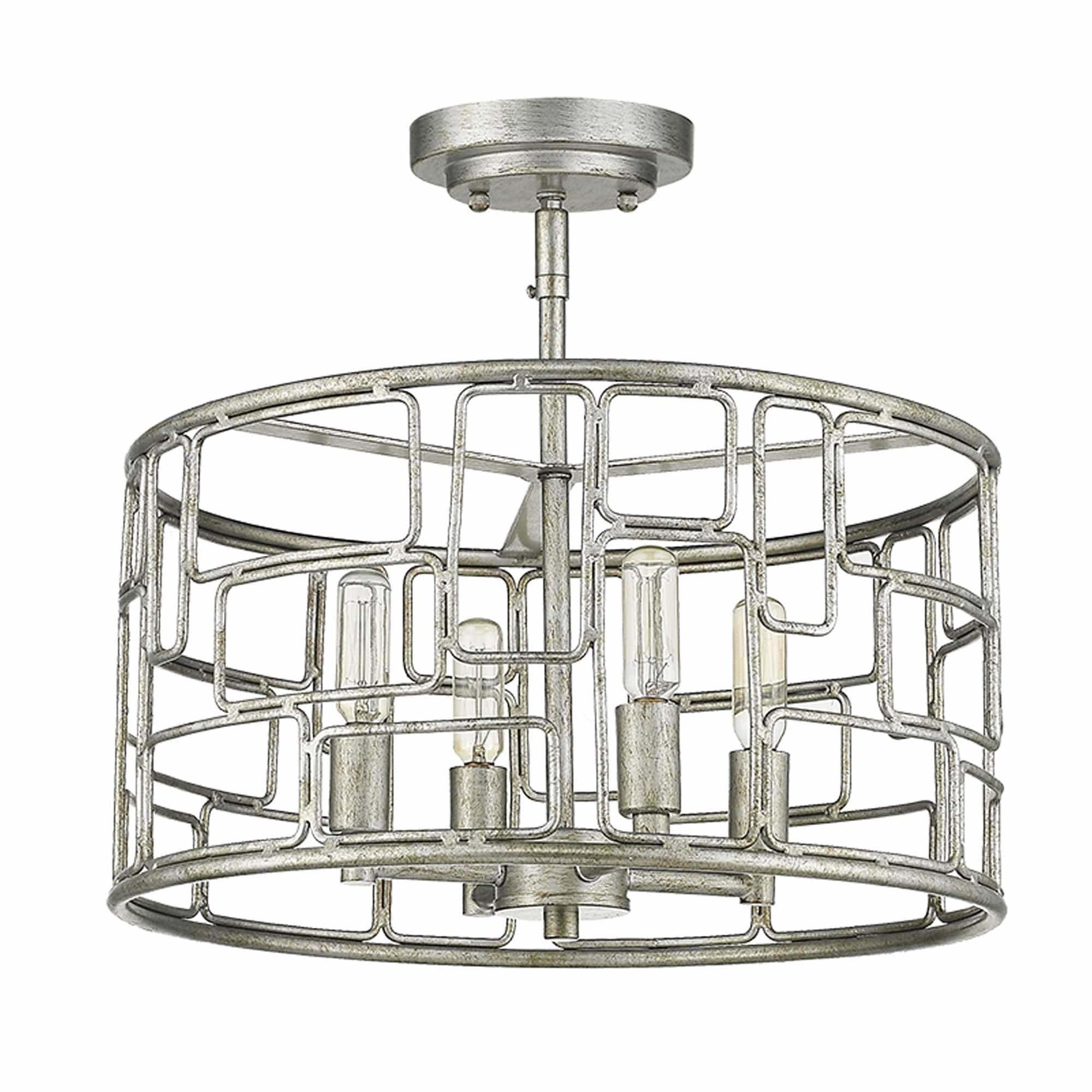 Amoret 4-Light Antique Silver Convertible Pendant - Homeroots
