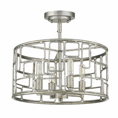 Amoret 4-Light Antique Silver Convertible Pendant - Homeroots