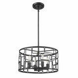 Amoret 4-Light Matte Black Convertible Pendant - Homeroots