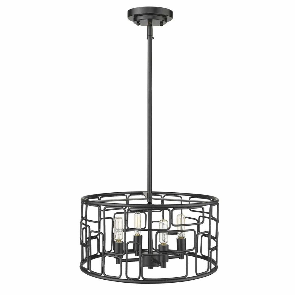 Amoret 4-Light Matte Black Convertible Pendant - Homeroots - Flyclothing LLC
