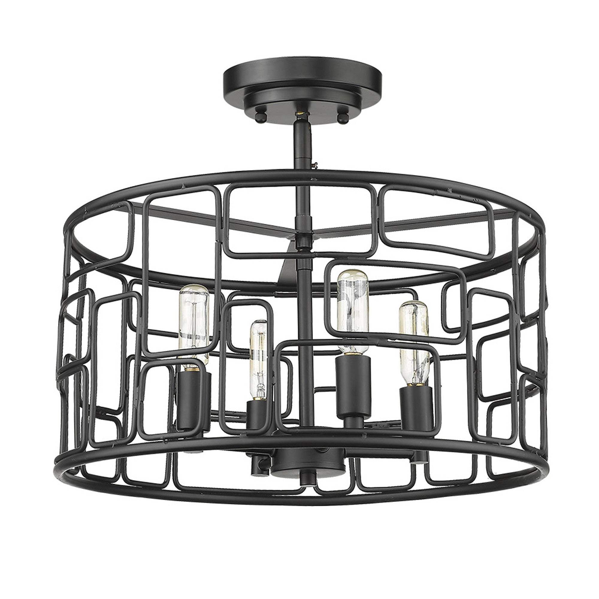Amoret 4-Light Matte Black Convertible Pendant - Homeroots - Flyclothing LLC