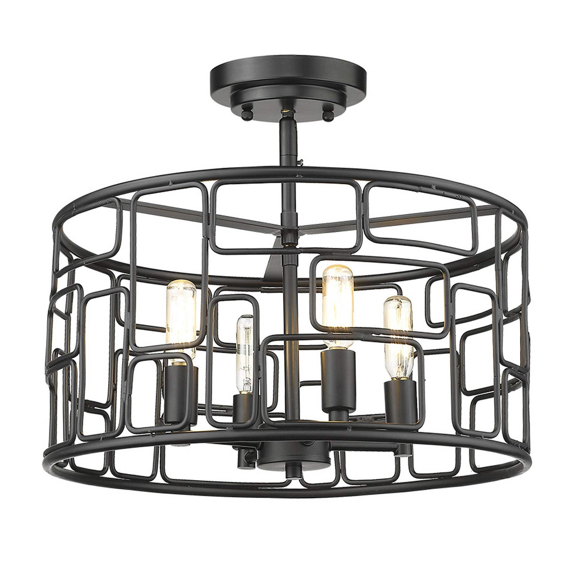 Amoret 4-Light Matte Black Convertible Pendant - Homeroots - Flyclothing LLC