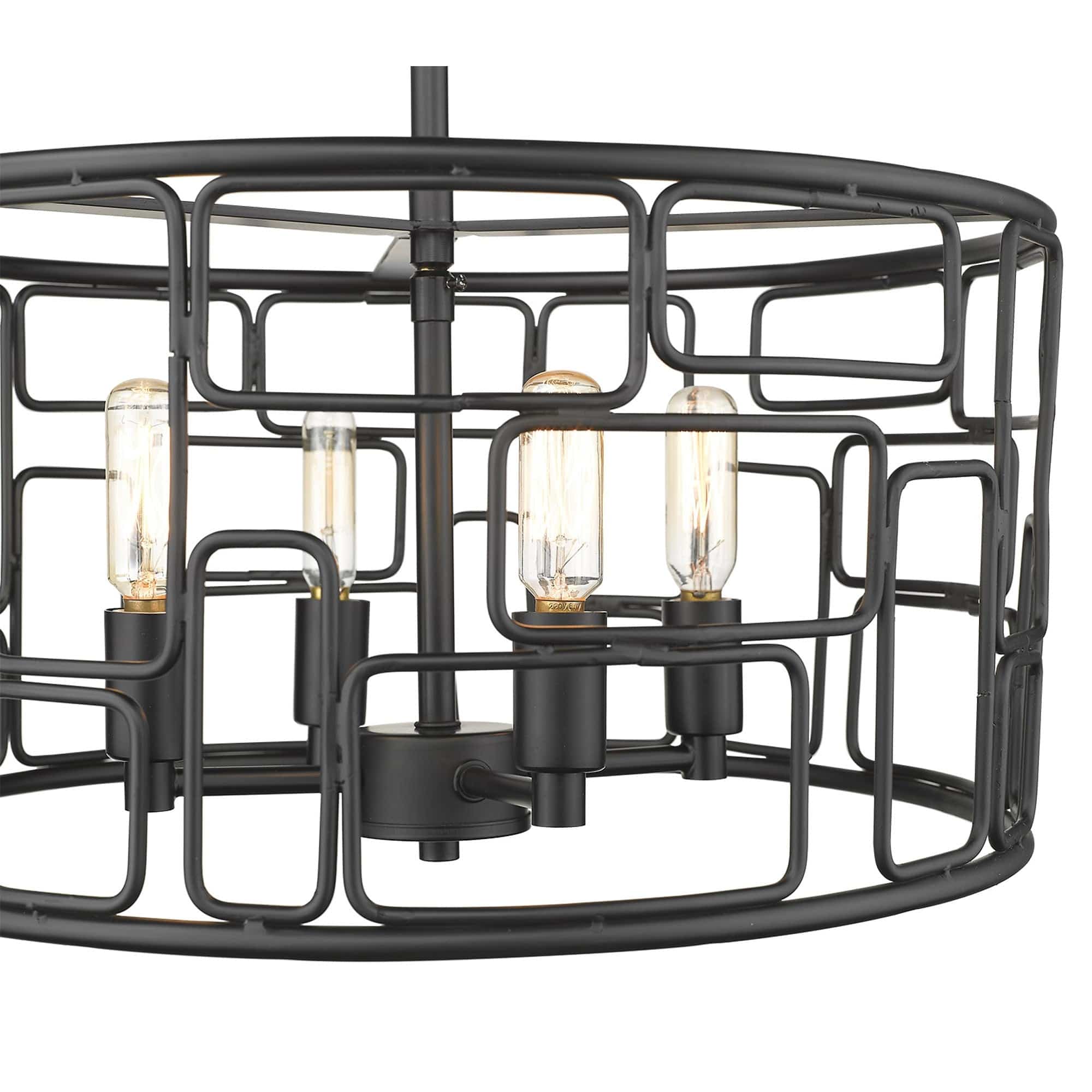 Amoret 4-Light Matte Black Convertible Pendant - Homeroots