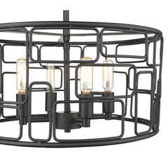 Amoret 4-Light Matte Black Convertible Pendant - Homeroots