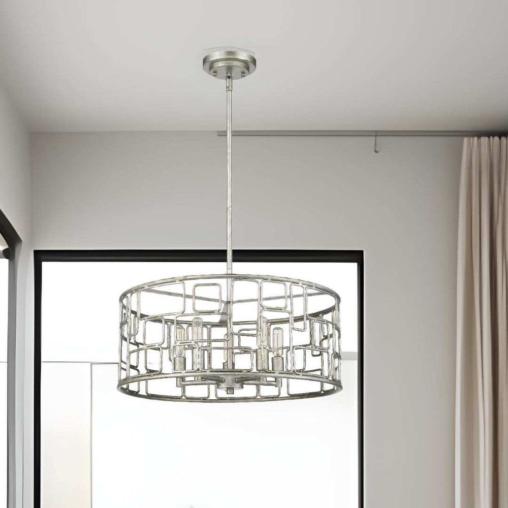 Amoret 5-Light Antique Silver Convertible Pendant - Homeroots - Flyclothing LLC