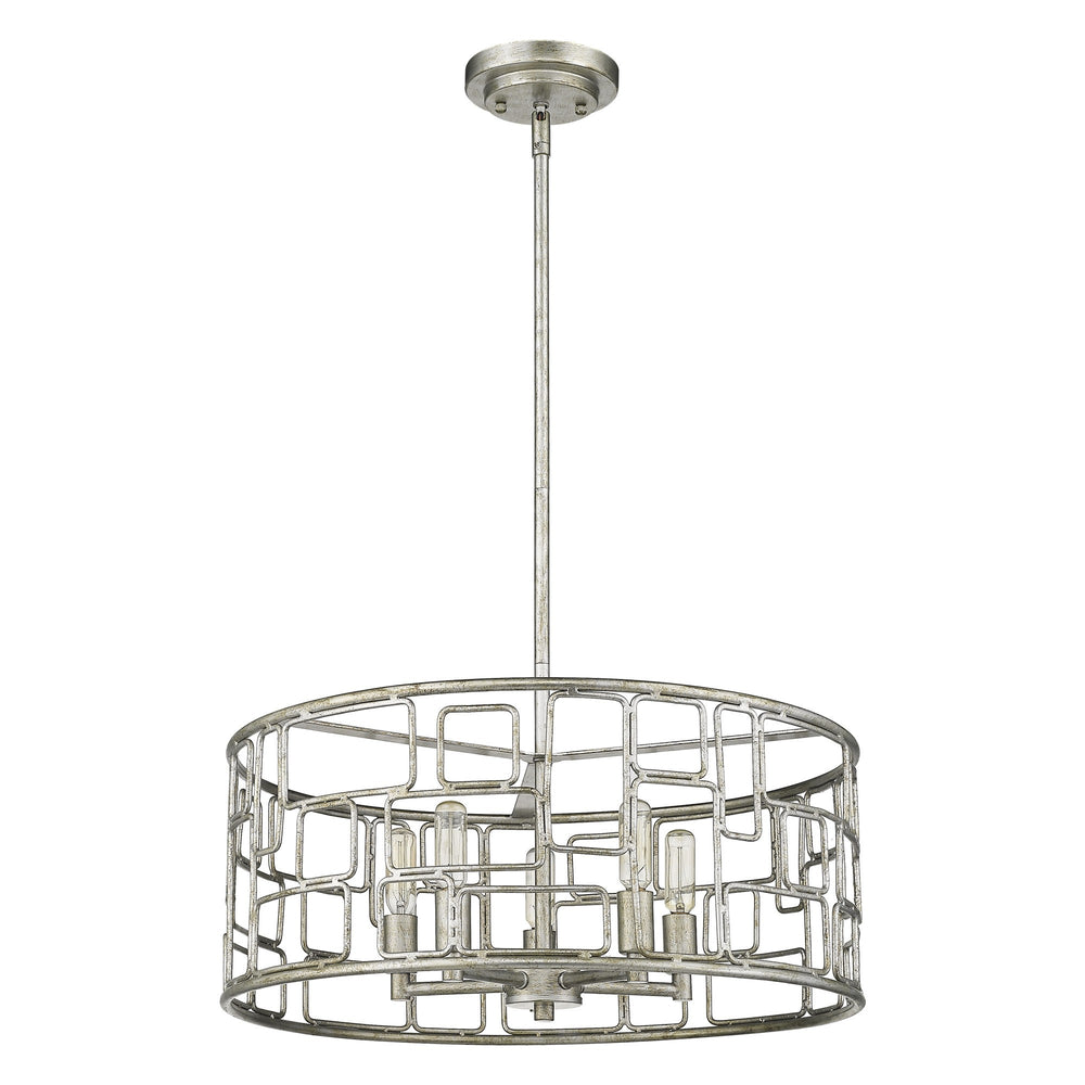Amoret 5-Light Antique Silver Convertible Pendant - Homeroots