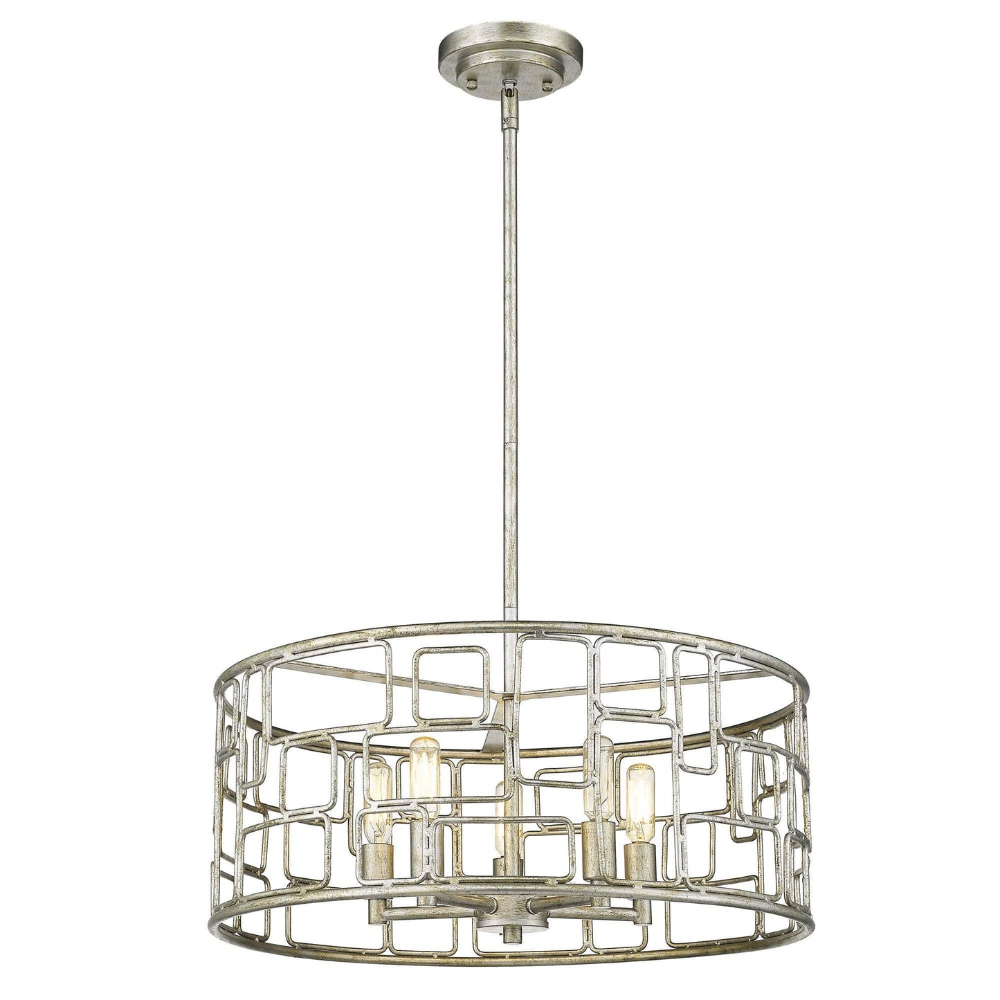 Amoret 5-Light Antique Silver Convertible Pendant - Homeroots - Flyclothing LLC
