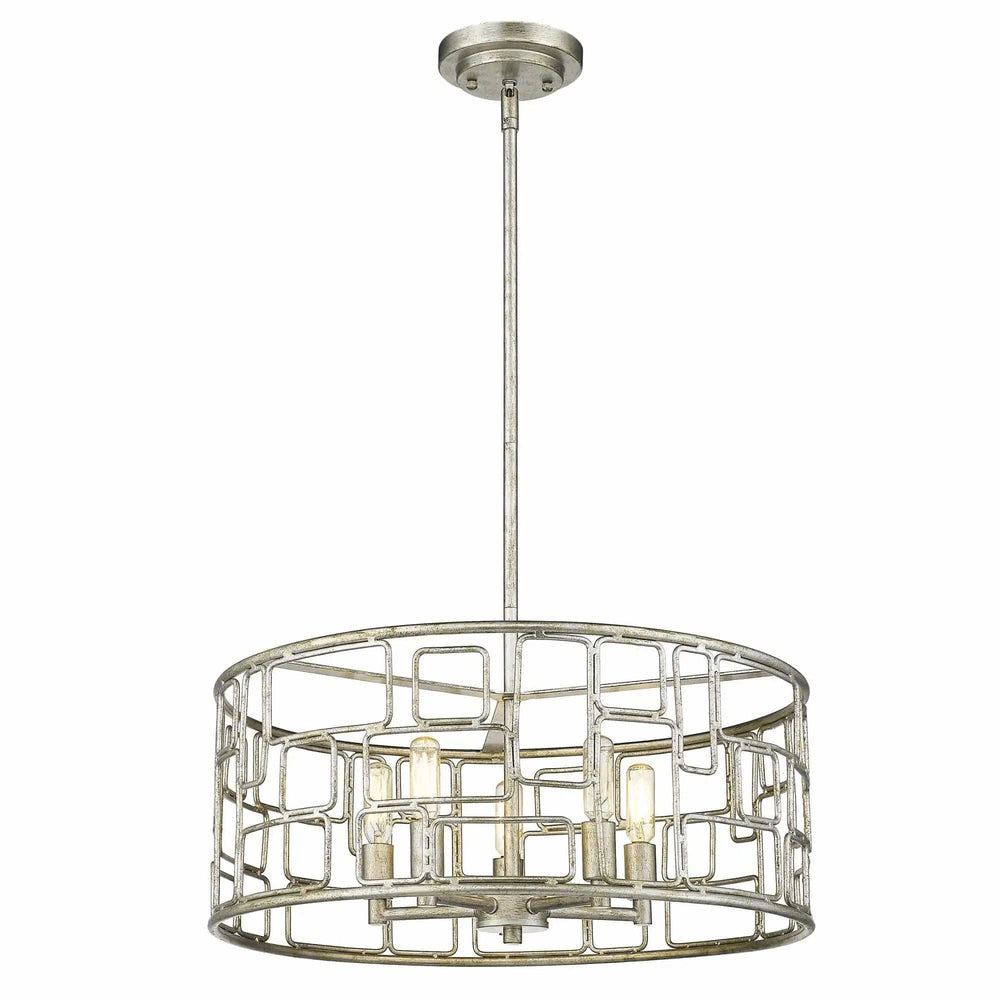 Amoret 5-Light Antique Silver Convertible Pendant - Homeroots - Flyclothing LLC