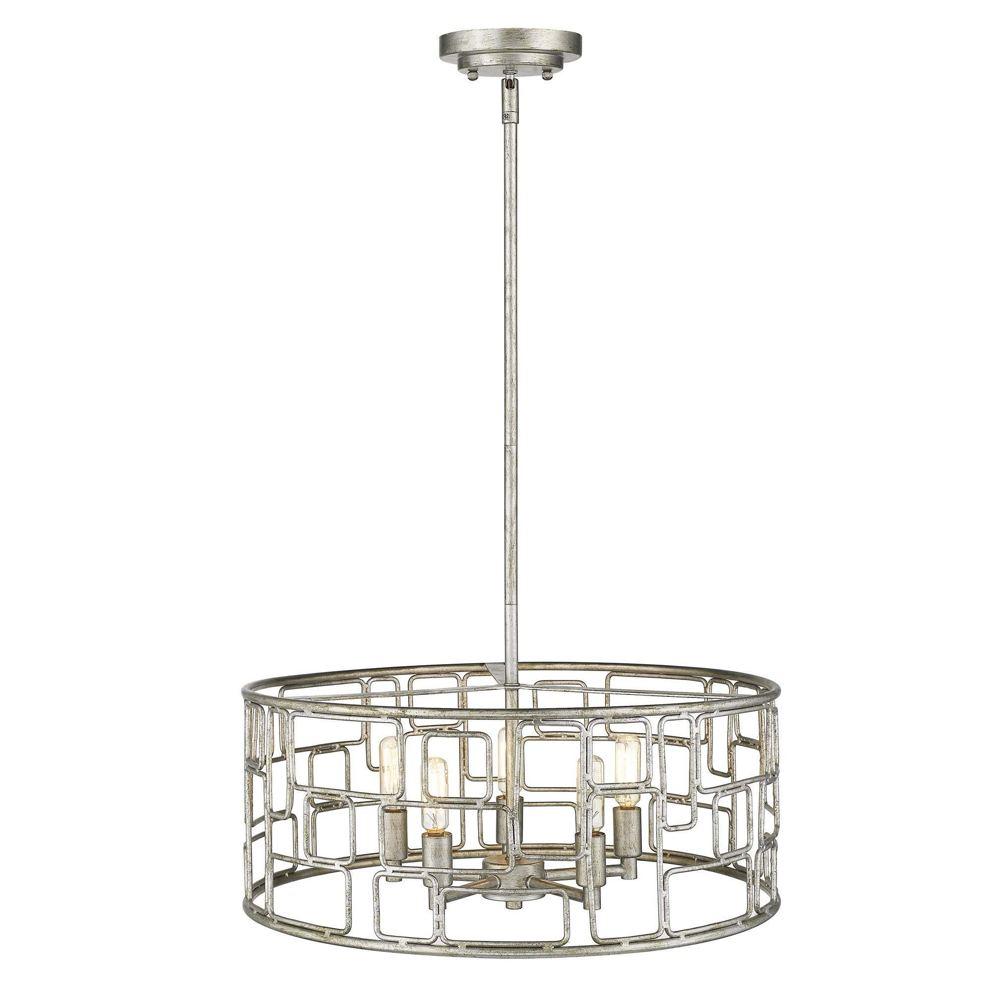Amoret 5-Light Antique Silver Convertible Pendant - Homeroots - Flyclothing LLC