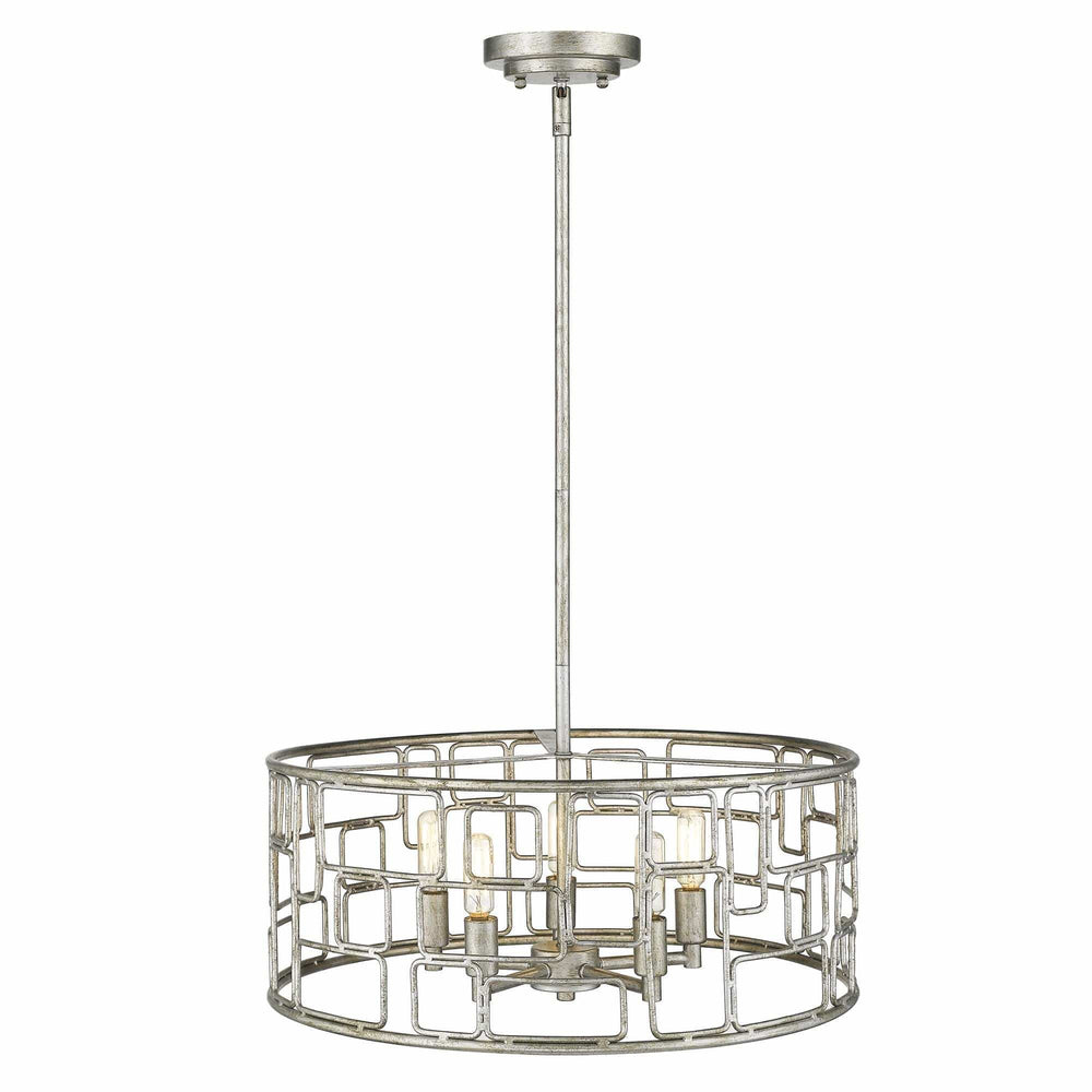 Amoret 5-Light Antique Silver Convertible Pendant - Homeroots - Flyclothing LLC