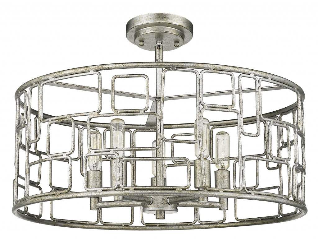 Amoret 5-Light Antique Silver Convertible Pendant - Homeroots - Flyclothing LLC