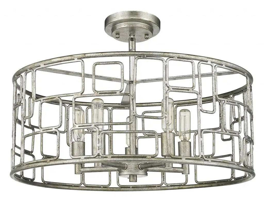 Amoret 5-Light Antique Silver Convertible Pendant - Homeroots - Flyclothing LLC