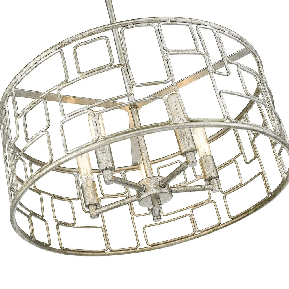 Amoret 5-Light Antique Silver Convertible Pendant - Homeroots - Flyclothing LLC