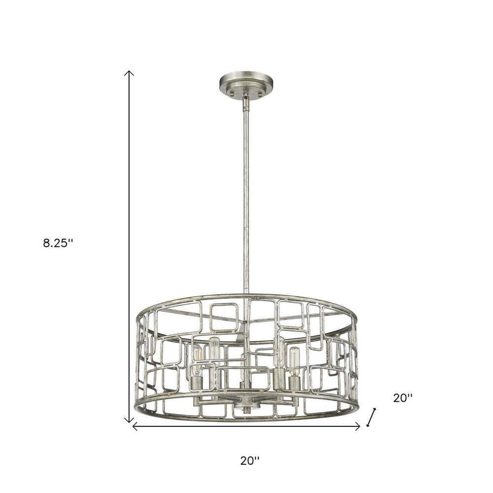 Amoret 5-Light Antique Silver Convertible Pendant - Homeroots - Flyclothing LLC