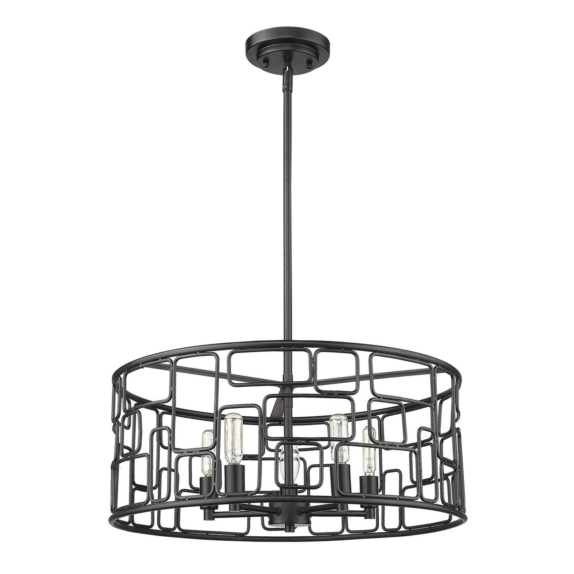 Amoret 5-Light Matte Black Convertible Pendant - Homeroots - Flyclothing LLC