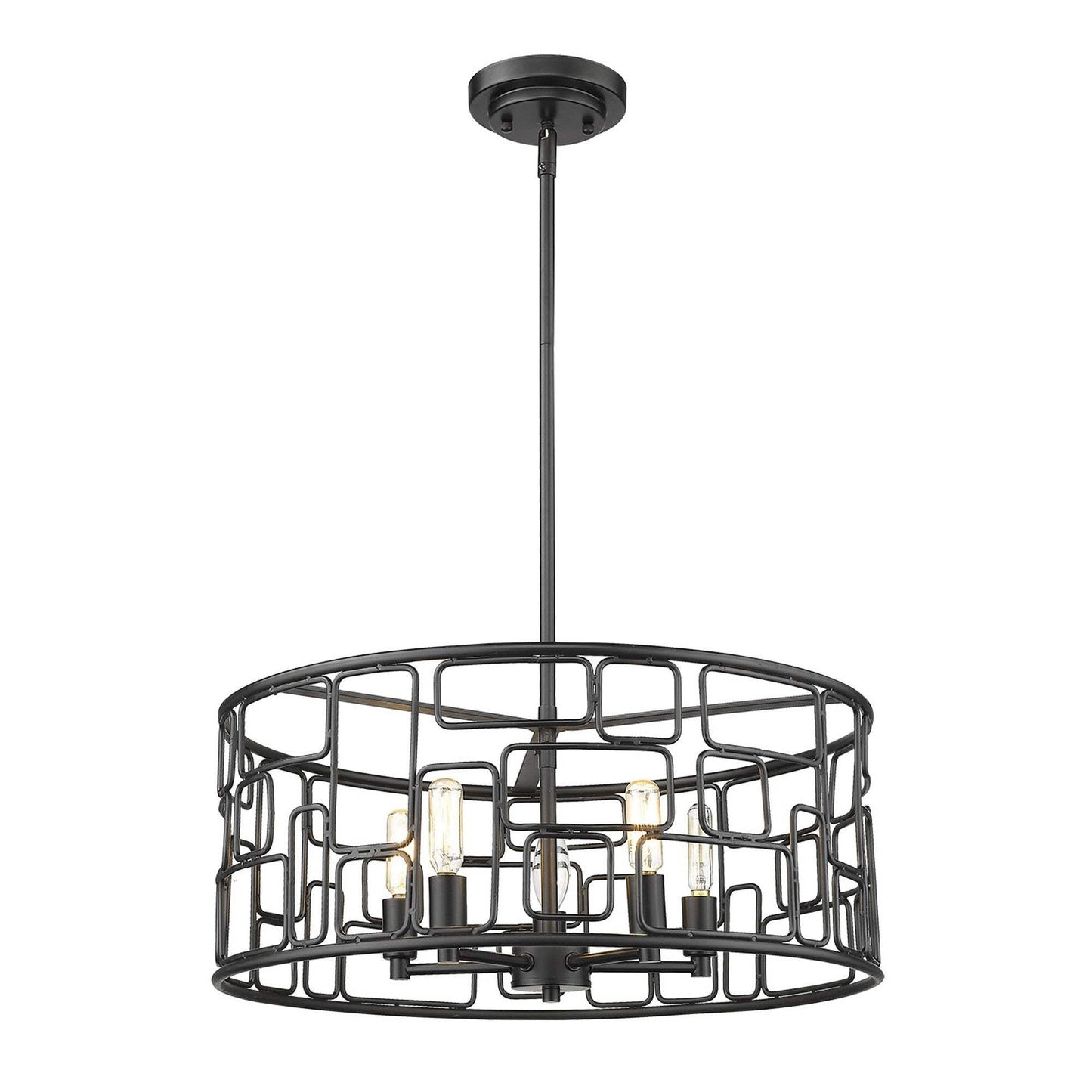 Amoret 5-Light Matte Black Convertible Pendant - Homeroots - Flyclothing LLC