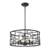 Amoret 5-Light Matte Black Convertible Pendant - Homeroots - Flyclothing LLC