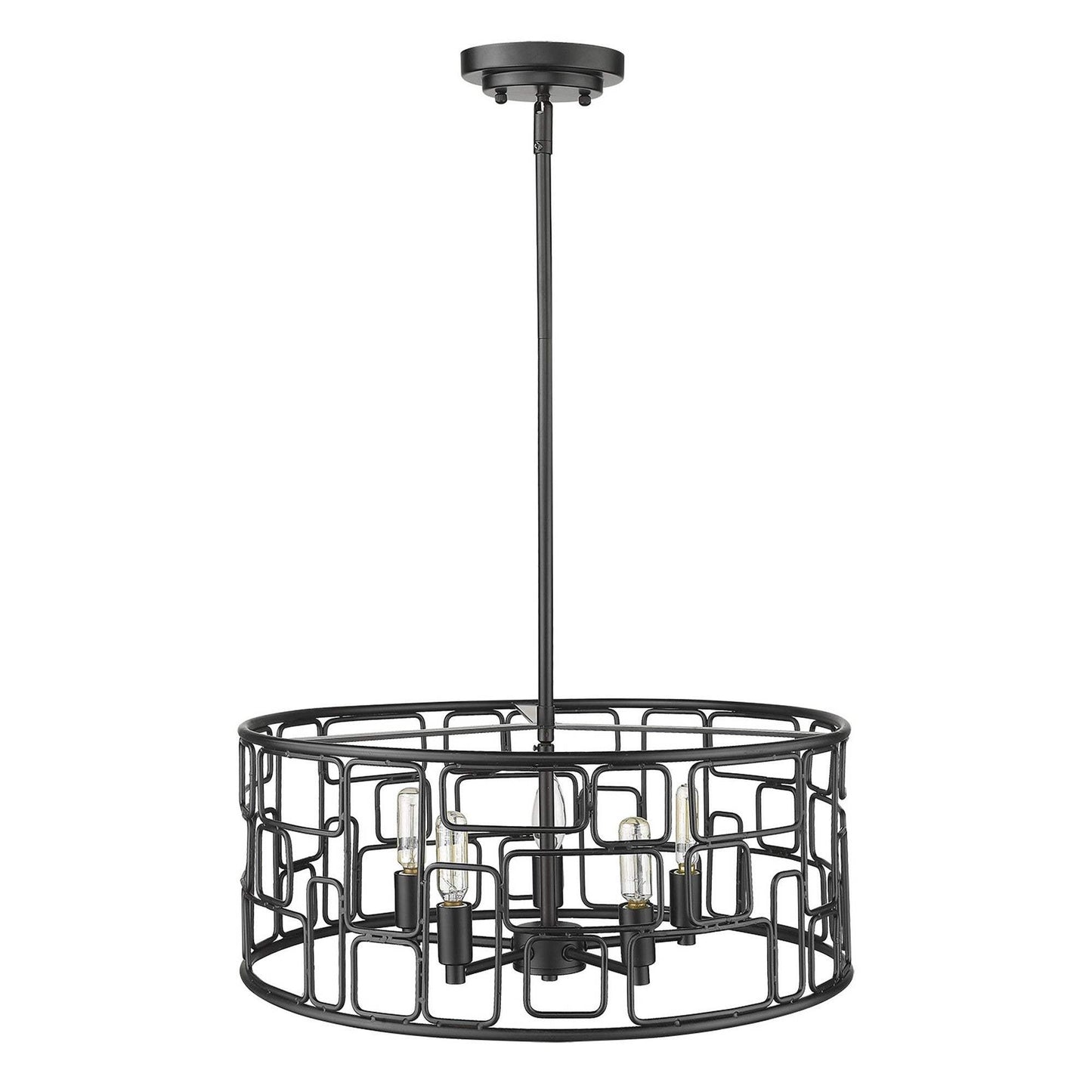 Amoret 5-Light Matte Black Convertible Pendant - Homeroots - Flyclothing LLC