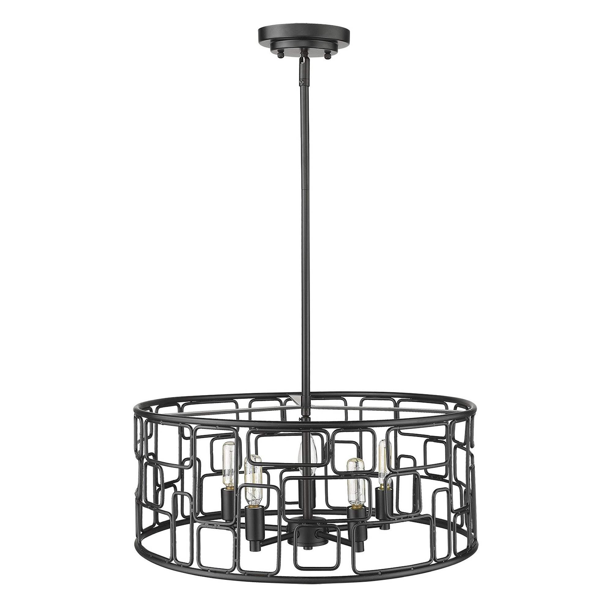 Amoret 5-Light Matte Black Convertible Pendant - Homeroots - Flyclothing LLC