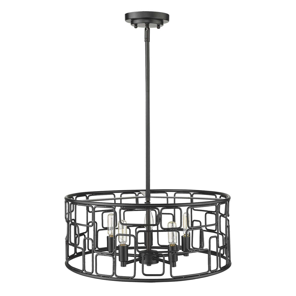 Amoret 5-Light Matte Black Convertible Pendant - Homeroots - Flyclothing LLC