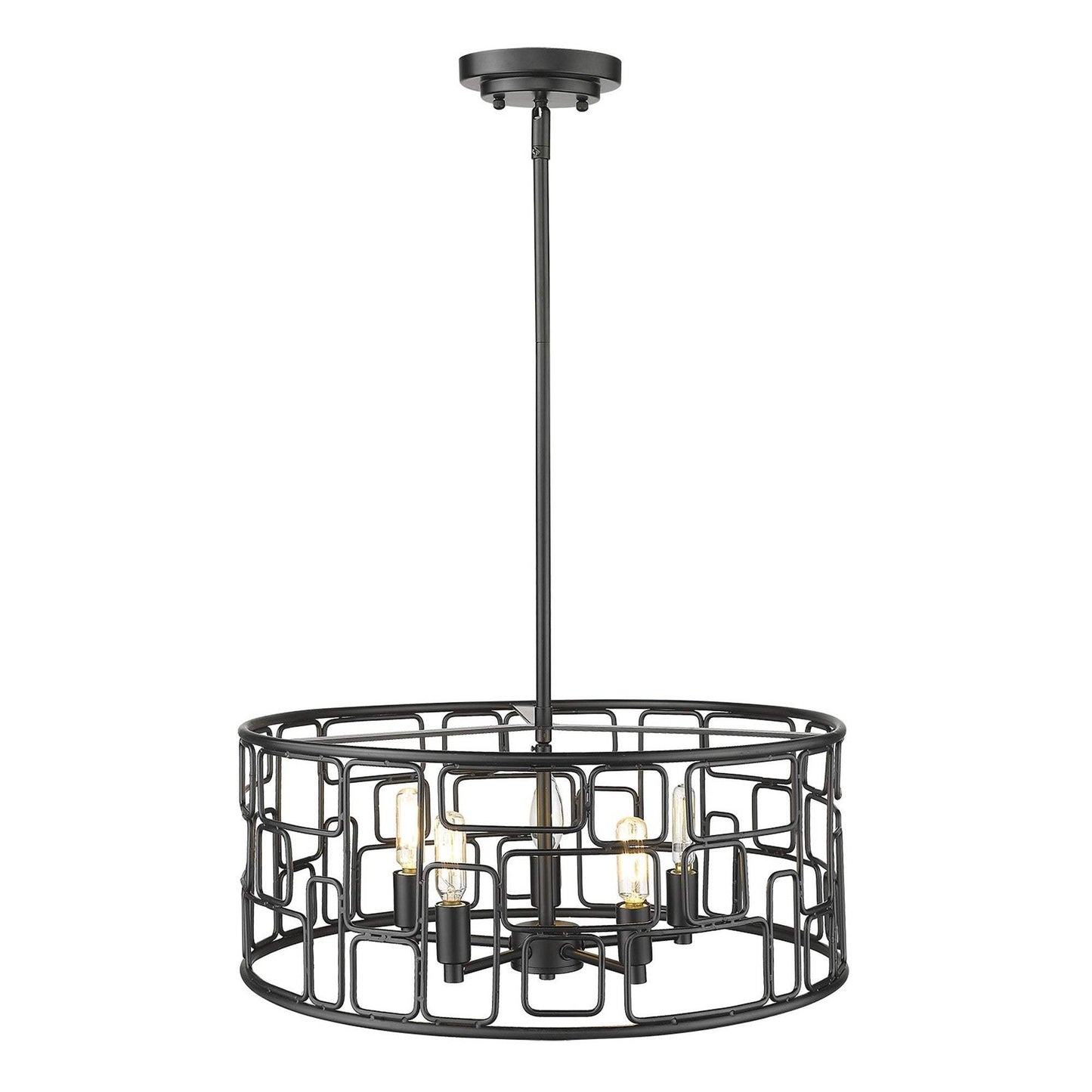 Amoret 5-Light Matte Black Convertible Pendant - Homeroots - Flyclothing LLC