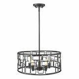 Amoret 5-Light Matte Black Convertible Pendant - Homeroots
