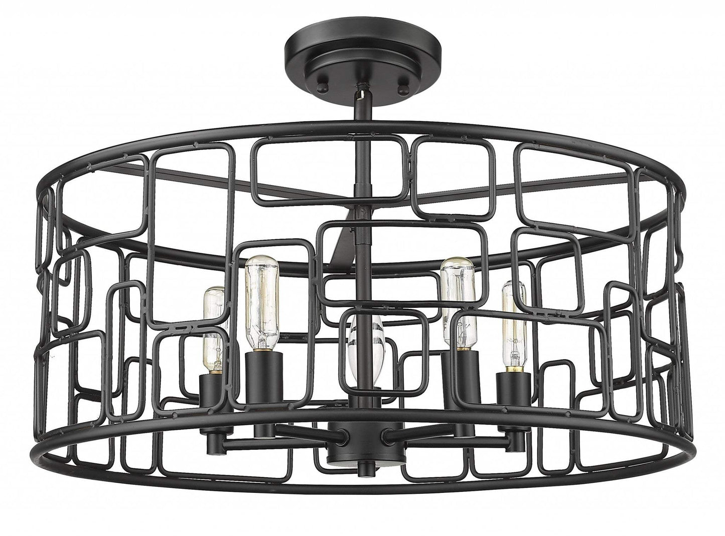 Amoret 5-Light Matte Black Convertible Pendant - Homeroots - Flyclothing LLC