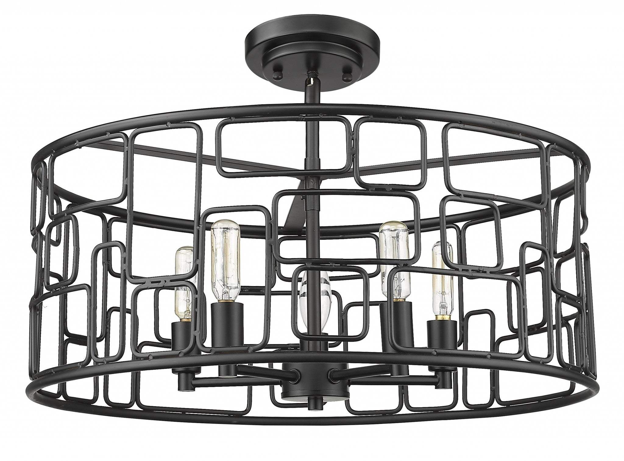 Amoret 5-Light Matte Black Convertible Pendant - Homeroots - Flyclothing LLC