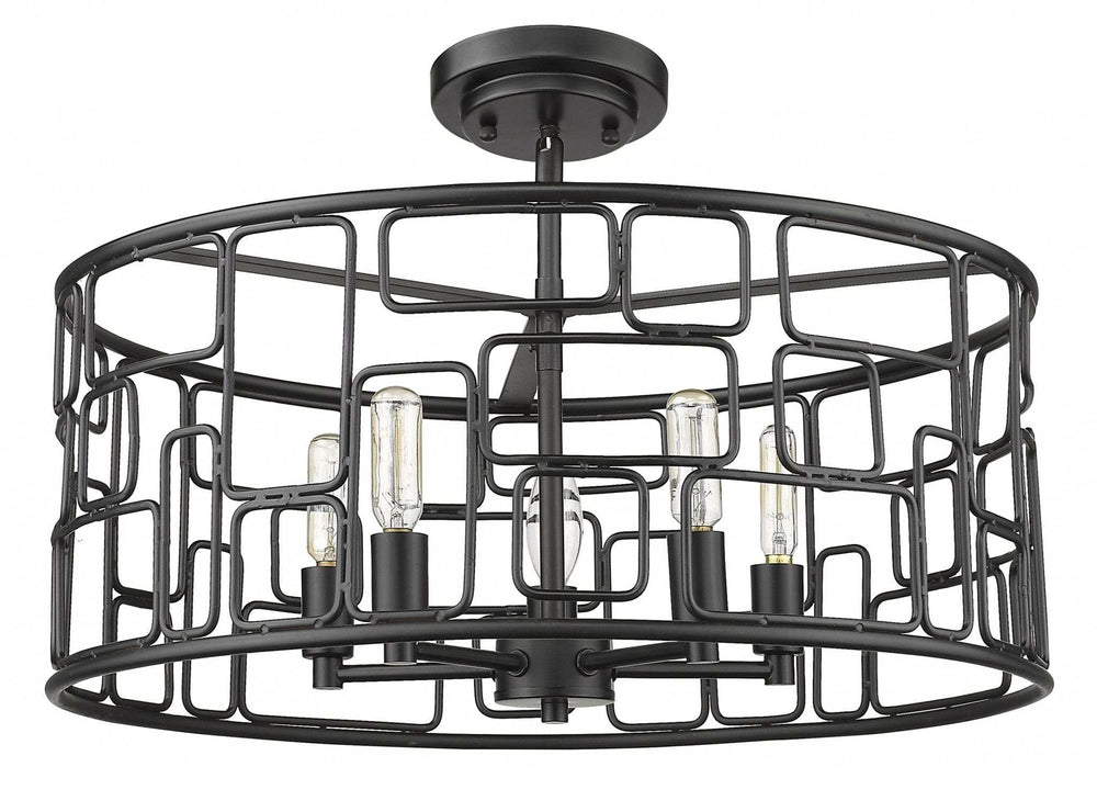 Amoret 5-Light Matte Black Convertible Pendant - Homeroots - Flyclothing LLC