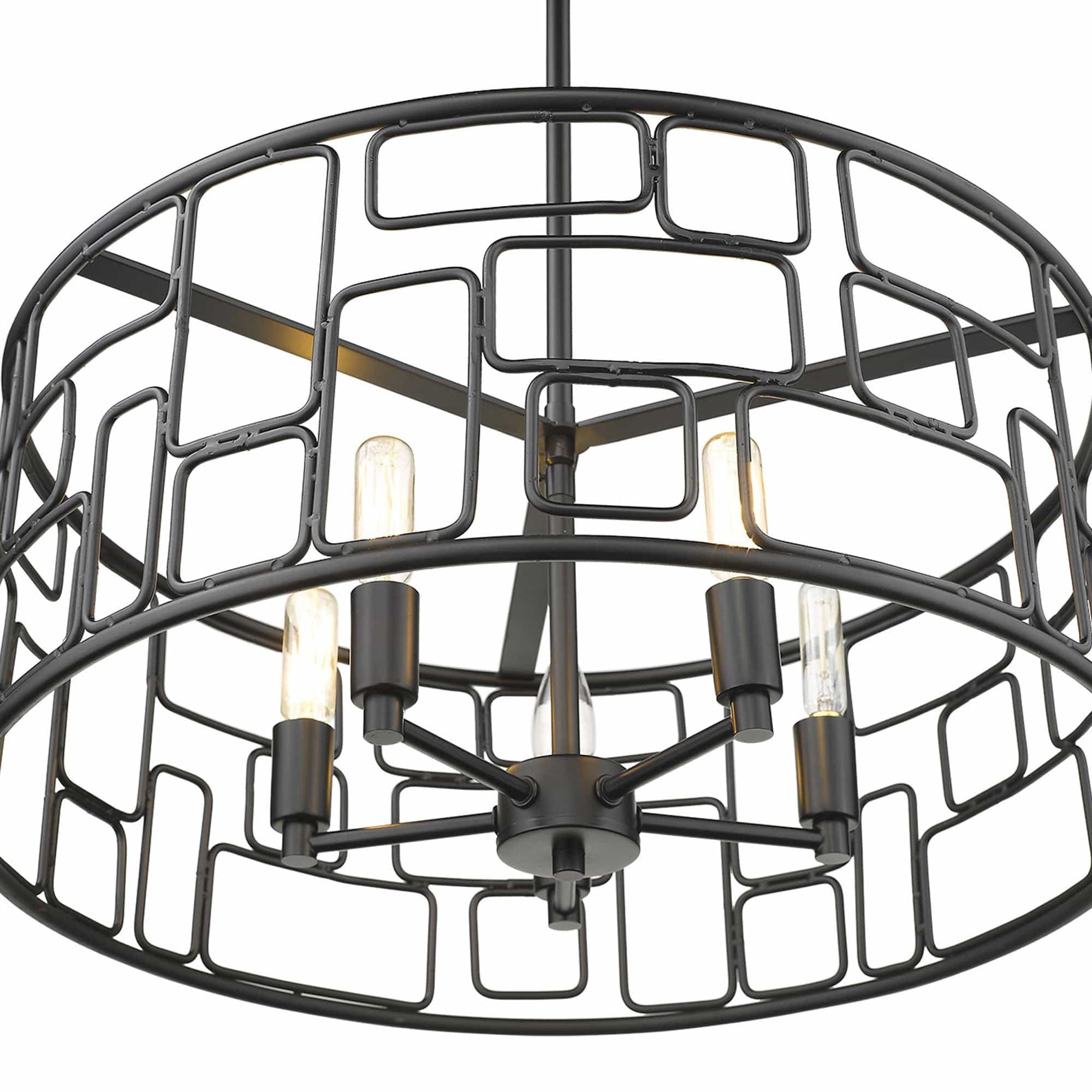 Amoret 5-Light Matte Black Convertible Pendant - Homeroots