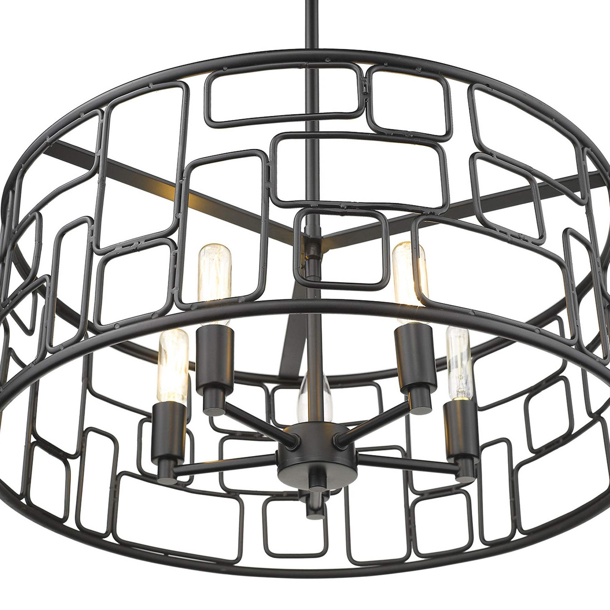 Amoret 5-Light Matte Black Convertible Pendant - Homeroots - Flyclothing LLC